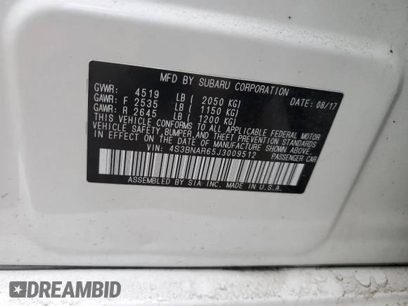 2018 Subaru Legacy Special Sports with VIN 4S3BNAR65J3009512, listed as a Copart auction lot 49237585 with 94,171 mi miles and Salvage Title. Bid and sale history available at DreamBid. Image 13.