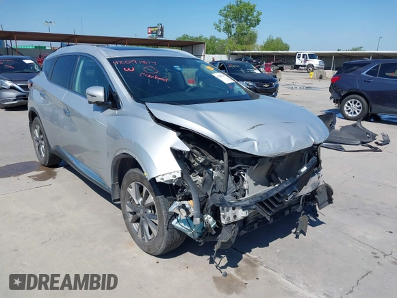 2017 Nissan Murano S with VIN 5N1AZ2MG9HN116580, listed as a IAAI auction lot 42091317 with 74,164 mi miles and . Bid and sale history available at DreamBid. Image 1.
