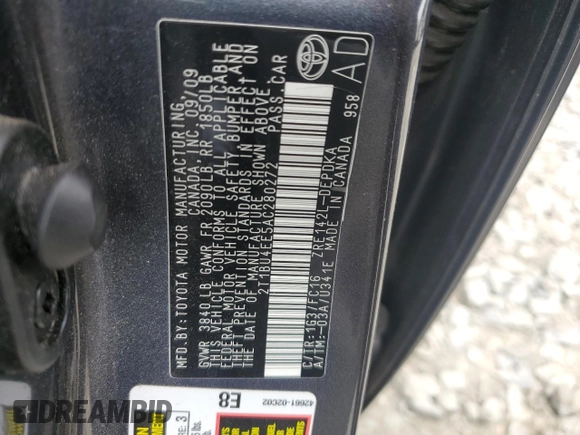 2010 Toyota Corolla с VIN 2T1BU4EE5AC280272, выставлен на аукционе Copart как лот 56715405 с пробегом 147 266 миль миль и Списание • Salvage title. История ставок и продаж доступна на DreamBid. Изображение 12.