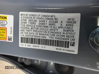 2024 Honda Civic Sedan Sport with VIN 2HGFE2F56RH510664, listed as a Copart auction lot 44701195 with 23,504 mi miles and Salvage Title. Bid and sale history available at carsss.com. Image 13.