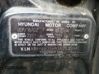 2003 Hyundai Sonata GLS with VIN KMHWF35H93A752394, listed as a Copart auction lot 76838254 with 124,234 mi miles and Salvage Title. Bid and sale history available at carsss.com. Image 14.