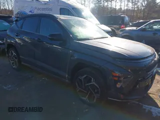 2024 Hyundai Kona N Line with VIN KM8HACA33RU166301, listed as a IAAI auction lot 41311648 with 489 mi miles. Bid and sale history available at carsss.com. Image 1.