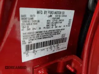 2021 Ford Mustang Mach-E Select z VIN 3FMTK1RM1MMA58278, wystawiony jako Copart lot #72884962 z przebiegiem Nie podano mil oraz . Historia ofert i sprzedaży dostępna na DreamBid. Obrazek 14.