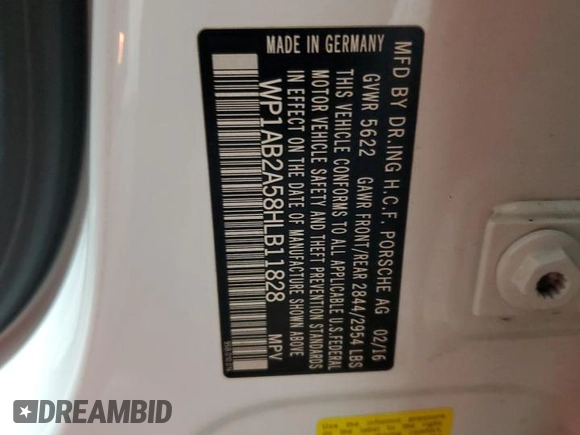 2017 Porsche Macan S with VIN WP1AB2A58HLB11828, listed as a Copart auction lot 59842475 with 45,286 mi miles and Salvage title. Bid and sale history available at DreamBid. Image 13.