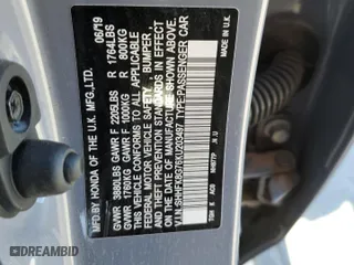 2019 Honda Civic Type R Touring with VIN SHHFK8G76KU203497, listed as a Copart auction lot 80994834 with 9,884 mi miles and Non Repairable. Bid and sale history available at carsss.com. Image 13.
