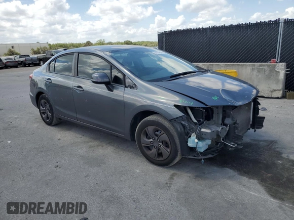 2013 Honda Civic LX with VIN 19XFB2F50DE093862, listed as a Copart auction lot 54734945 with 105,955 mi miles and Salvage Title. Bid and sale history available at DreamBid. Image 4.