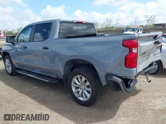 2024 Chevrolet Silverado 1500 Custom with VIN 3GCPABEK5RG299107, listed as a IAAI auction lot 41916571 with 12,629 mi miles and . Bid and sale history available at DreamBid. Image 3.