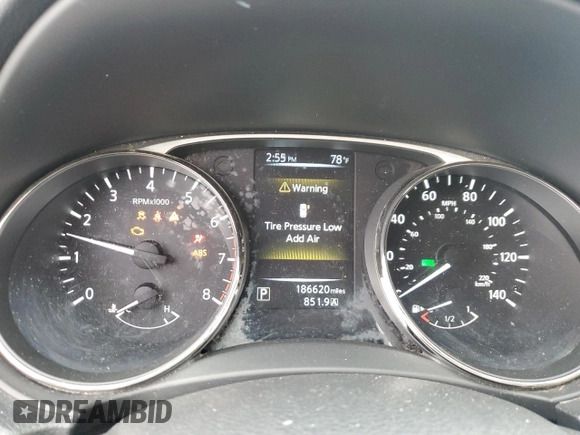 2016 Nissan Rogue S with VIN KNMAT2MT1GP650422, listed as a Copart auction lot 43955975 with 186,620 mi miles and Salvage Title. Bid and sale history available at DreamBid. Image 9.
