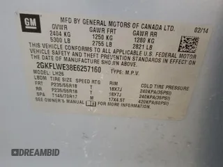 2014 GMC Terrain SLE with VIN 2GKFLWE38E6257160, listed as a Copart auction lot 49010795 with 140,830 mi miles and Salvage Title. Bid and sale history available at carsss.com. Image 13.