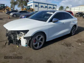2023 Audi S3 Premium Plus z VIN WAUH3DGY5PA053050, wystawiony jako Copart lot #69858834 z przebiegiem 58 798 mil mil oraz Szkoda całkowita • Salvage title. Historia ofert i sprzedaży dostępna na DreamBid. Obrazek 1.