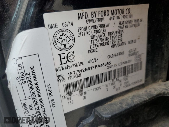 2015 Ford F-250 Lariat z VIN 1FT7W2B61FEA48855, wystawiony jako Copart lot #63707595 z przebiegiem 514 307 mil mil oraz Szkoda całkowita • Salvage title. Historia ofert i sprzedaży dostępna na DreamBid. Obrazek 12.