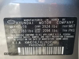 2020 Hyundai Elantra SE z VIN KMHD74LF4LU924549, wystawiony jako Copart lot #42775625 z przebiegiem 66 154 mil mil oraz Szkoda całkowita • Salvage title. Historia ofert i sprzedaży dostępna na DreamBid. Obrazek 12.
