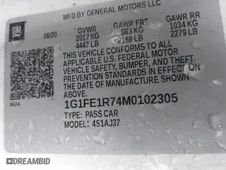 2021 Chevrolet Camaro 1SS with VIN 1G1FE1R74M0102305, listed as a IAAI auction lot 41395915 with 55,215 mi miles. Bid and sale history available at carsss.com. Image 9.