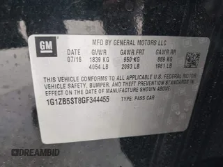2016 Chevrolet Malibu LS with VIN 1G1ZB5ST8GF344455, listed as a IAAI auction lot 42693702 with 118,641 mi miles and . Bid and sale history available at DreamBid. Image 9.