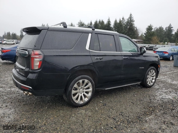 2021 Chevrolet Tahoe Premier with VIN 1GNSKSKD5MR231077, listed as a Copart auction lot 84274084 with 53,932 mi miles and Salvage Title. Bid and sale history available at carsss.com. Image 3.