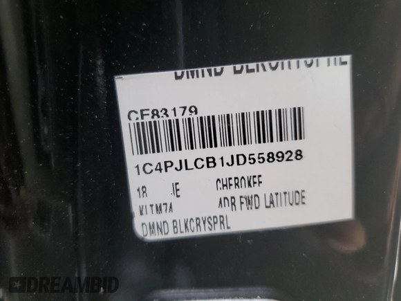2018 Jeep Cherokee Latitude Tech Connect с VIN 1C4PJLCB1JD558928, выставлен на аукционе Copart как лот 57655535 с пробегом 81 130 миль миль и Списание • Salvage title. История ставок и продаж доступна на DreamBid. Изображение 14.