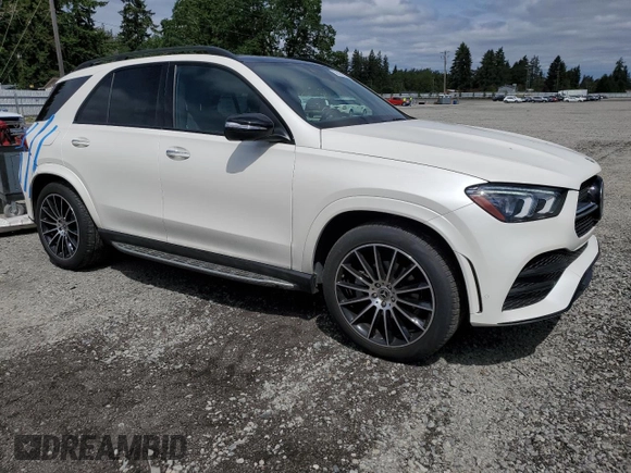 2021 Mercedes-Benz GLE 350 with VIN 4JGFB4KE5MA424077, listed as a Copart auction lot 58369235 with 21,237 mi miles and Salvage title. Bid and sale history available at DreamBid. Image 4.