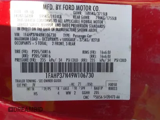 2009 Ford Focus SEL with VIN 1FAHP37N49W106730, listed as a IAAI auction lot 41838457 with 103,718 mi miles. Bid and sale history available at carsss.com. Image 9.