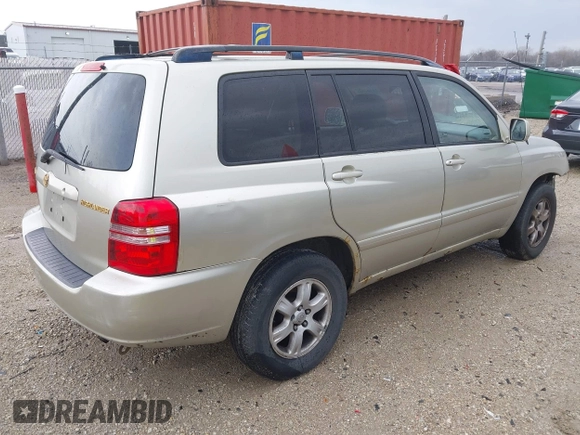 2002 Toyota Highlander z VIN JTEGD21A920030182, wystawiony jako IAAI lot #41944944 z przebiegiem 214 460 mil mil oraz . Historia ofert i sprzedaży dostępna na DreamBid. Obrazek 4.
