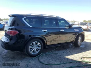 2016 Infiniti QX80 with VIN JN8AZ2NF5G9613597, listed as a Copart auction lot 49497245 with 104,832 mi miles and Salvage Title. Bid and sale history available at carsss.com. Image 3.