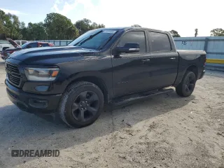 2019 Ram 1500 Big Horn with VIN 1C6RREFT0KN801066, listed as a Copart auction lot 62054065 with 62,183 mi miles and Salvage title. Bid and sale history available at DreamBid. Image 1.