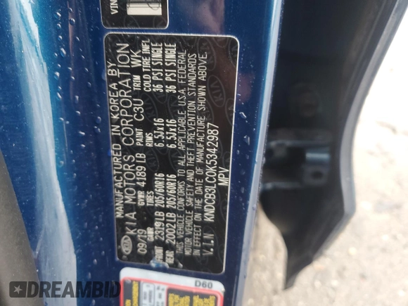 2019 Kia Niro LX with VIN KNDCB3LC0K5342987, listed as a Copart auction lot 52044555 with 82,301 mi miles and Salvage Title. Bid and sale history available at DreamBid. Image 13.