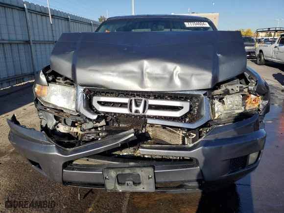 2011 Honda Ridgeline RTS with VIN 5FPYK1F47BB011036, listed as a Copart auction lot 77704604 with 0 mi miles and Salvage Title. Bid and sale history available at carsss.com. Image 5.