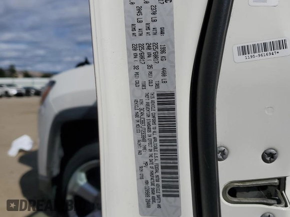 2018 Jeep Compass Latitude with VIN 3C4NJCBB7JT233848, listed as a Copart auction lot 56502715 with 94,665 mi miles and Salvage title. Bid and sale history available at DreamBid. Image 13.