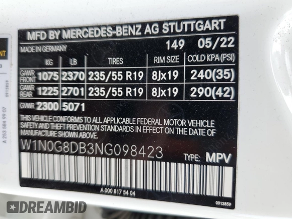 2022 Mercedes-Benz GLC 300 с VIN W1N0G8DB3NG098423, выставлен на аукционе Copart как лот 57232205 с пробегом 30 023 миль миль и Списание • Salvage title. История ставок и продаж доступна на DreamBid. Изображение 13.