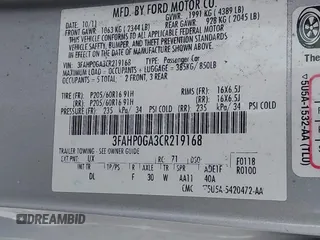 2012 Ford Fusion S with VIN 3FAHP0GA3CR219168, listed as a IAAI auction lot 41845248 with 161,076 mi miles. Bid and sale history available at carsss.com. Image 9.