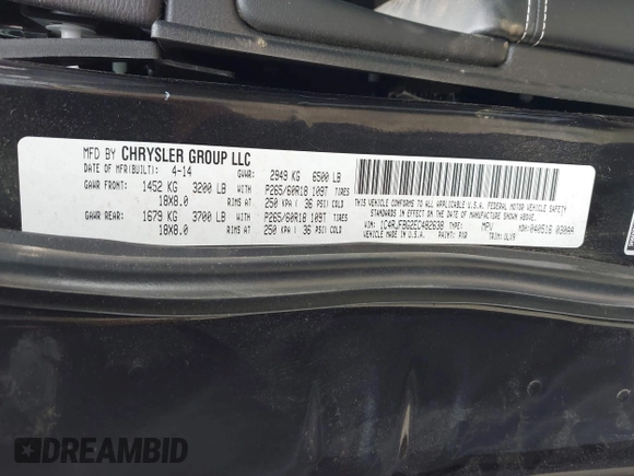 2014 Jeep Grand Cherokee Limited with VIN 1C4RJFBG2EC482638, listed as a IAAI auction lot 42264816 with 146,388 mi miles and . Bid and sale history available at DreamBid. Image 9.