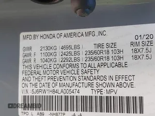 2020 Honda CR-V EX-L with VIN 5J6RW1H84LA005474, listed as a IAAI auction lot 41702852 with 61,995 mi miles. Bid and sale history available at carsss.com. Image 9.