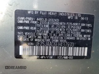 2014 Subaru Forester 2.5i с VIN JF2SJAAC6EH437970, выставлен на аукционе Copart как лот 57836235 с пробегом 99 610 миль миль и Списание • Salvage title. История ставок и продаж доступна на DreamBid. Изображение 13.
