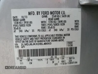2013 Lincoln MKX z VIN 2LMDJ8JKXDBL48003, wystawiony jako Copart lot #53099295 z przebiegiem 168 181 mil mil oraz Szkoda całkowita • Salvage title. Historia ofert i sprzedaży dostępna na DreamBid. Obrazek 15.