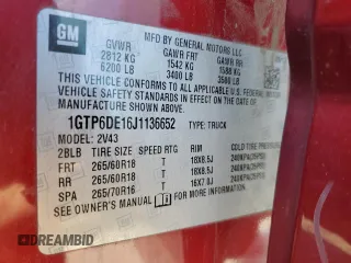 2018 GMC Canyon 4WD SLT with VIN 1GTP6DE16J1136652, listed as a Copart auction lot 45776315 with 138,469 mi miles and Salvage Title. Bid and sale history available at DreamBid. Image 12.