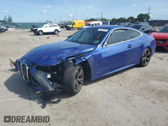 2023 BMW 4 Series 430i with VIN WBA53AP02PCL22461, listed as a Copart auction lot 75339224 with 9,923 mi miles and Salvage title. Bid and sale history available at DreamBid. Image 1.