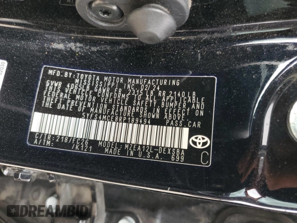2024 Toyota Corolla SE with VIN 5YFS4MCE8RP189494, listed as a Copart auction lot 54742795 with 30,441 mi miles and Salvage Title. Bid and sale history available at DreamBid. Image 13.