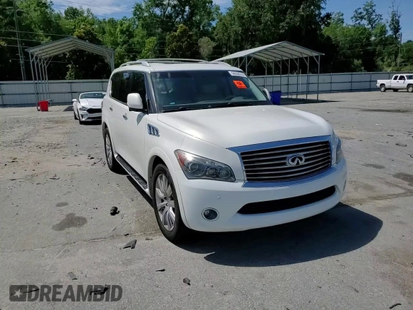 2012 Infiniti QX56 7-passenger with VIN JN8AZ2NF3C9518742, listed as a Copart auction lot 56838314 with 102,622 mi miles and Salvage Title. Bid and sale history available at carsss.com. Image 12.