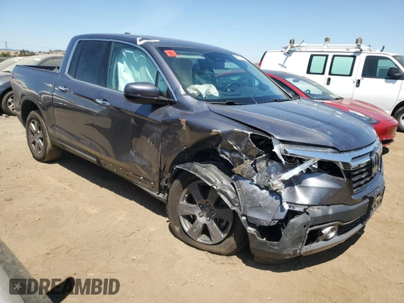 2020 Honda Ridgeline RTL-E with VIN 5FPYK3F76LB010841, listed as a Copart auction lot 59603935 with 53,055 mi miles and Salvage title. Bid and sale history available at DreamBid. Image 4.