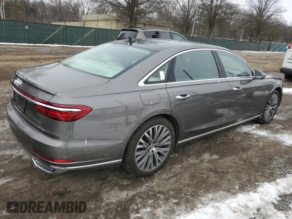 2020 Audi A8 L with VIN WAU8DAF84LN009010, listed as a Copart auction lot 87681185 with 24,874 mi miles and Salvage Title. Bid and sale history available at carsss.com. Image 3.