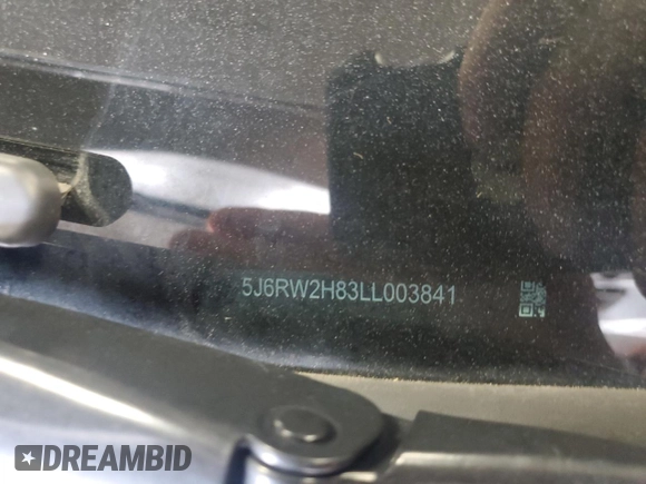 2020 Honda CR-V EX-L with VIN 5J6RW2H83LL003841, listed as a Copart auction lot 61694995 with Not provided miles and Salvage title. Bid and sale history available at DreamBid. Image 14.