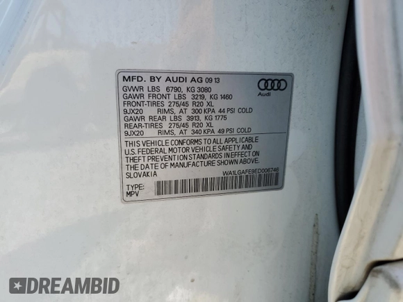 2014 Audi Q7 Premium Plus z VIN WA1LGAFE9ED006746, wystawiony jako Copart lot #64486785 z przebiegiem 90 129 mil mil oraz Szkoda całkowita • Salvage title. Historia ofert i sprzedaży dostępna na DreamBid. Obrazek 13.