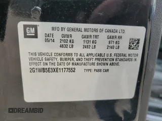 2014 Chevrolet Impala LT with VIN 2G1WB5E3XE1177552, listed as a Copart auction lot 54199115 with 29,319 mi miles and Salvage Title. Bid and sale history available at DreamBid. Image 12.