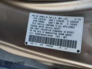 2003 Honda CR-V LX z VIN SHSRD78463U139740, wystawiony jako Copart lot #51506825 z przebiegiem 141 474 mil mil oraz Szkoda całkowita • Salvage title. Historia ofert i sprzedaży dostępna na DreamBid. Obrazek 13.