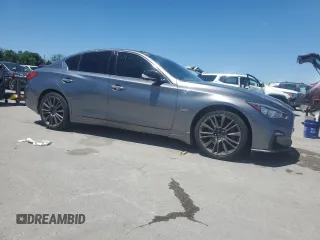 2018 Infiniti Q50 Red Sport 400 with VIN JN1FV7AR1JM700091, listed as a Copart auction lot 58004335 with 59,254 mi miles and Salvage title. Bid and sale history available at DreamBid. Image 4.