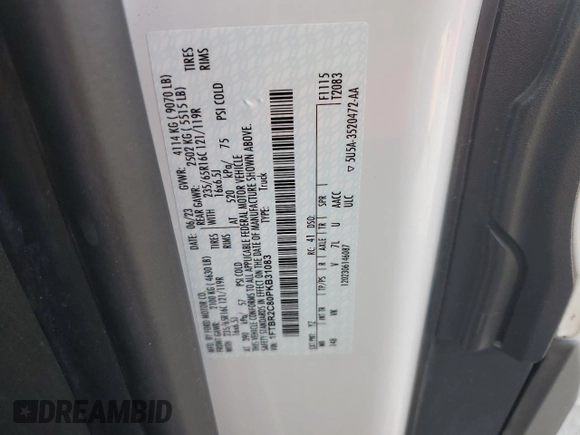 2023 Ford Transit Cargo с VIN 1FTBR2C80PKB31083, выставлен на аукционе Copart как лот 50551005 с пробегом 54 390 миль миль и Списание • Salvage title. История ставок и продаж доступна на DreamBid. Изображение 13.