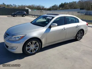 2013 Hyundai Genesis 3.8L with VIN KMHGC4DD4DU246604, listed as a Copart auction lot 47034285 with 146,302 mi miles and Salvage Title. Bid and sale history available at carsss.com. Image 1.