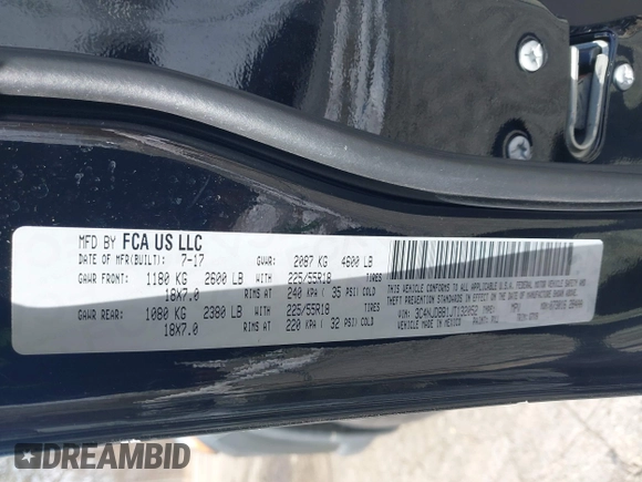 2018 Jeep Compass Altitude with VIN 3C4NJDBB1JT132052, listed as a IAAI auction lot 41622700 with 99,534 mi miles and . Bid and sale history available at carsss.com. Image 9.
