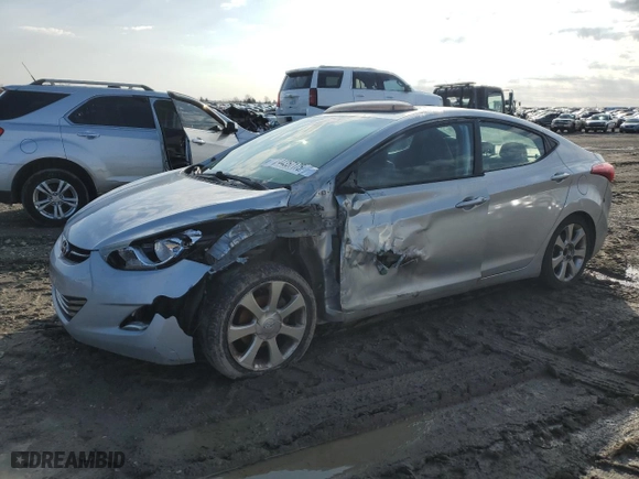 2012 Hyundai Elantra Limited with VIN 5NPDH4AE8CH132720, listed as a Copart auction lot 44357175 with 181,657 mi miles and Salvage Title. Bid and sale history available at carsss.com. Image 1.