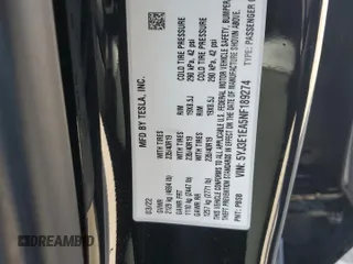 2022 Tesla Model 3 z VIN 5YJ3E1EA5NF189274, wystawiony jako Copart lot #57160765 z przebiegiem 127 420 mil mil oraz Szkoda całkowita • Salvage title. Historia ofert i sprzedaży dostępna na DreamBid. Obrazek 12.